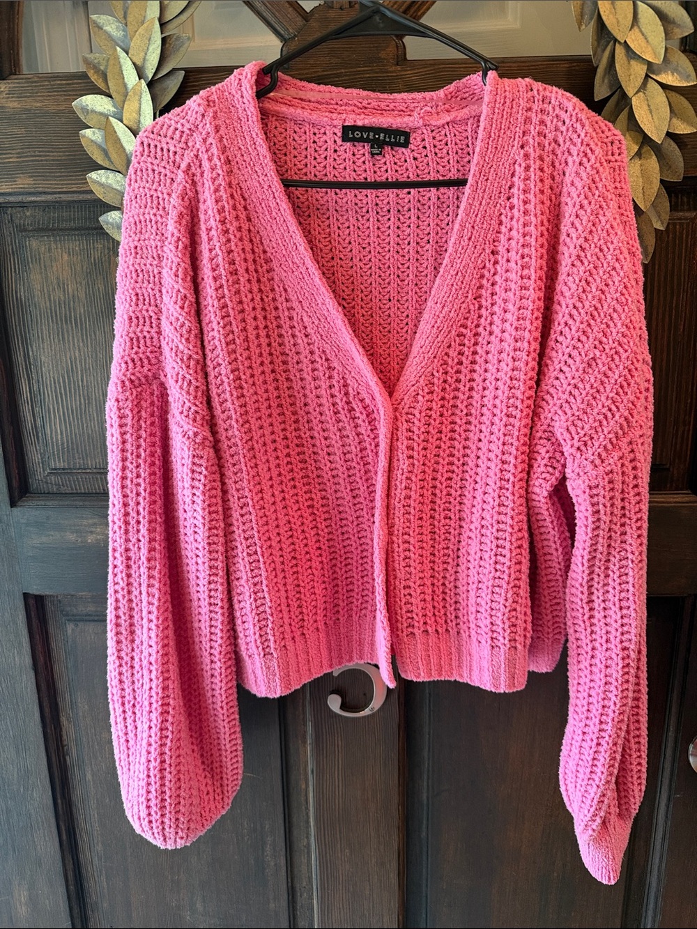LOVE+LIFE Pink V-Neck Chunky Knit Cardigan